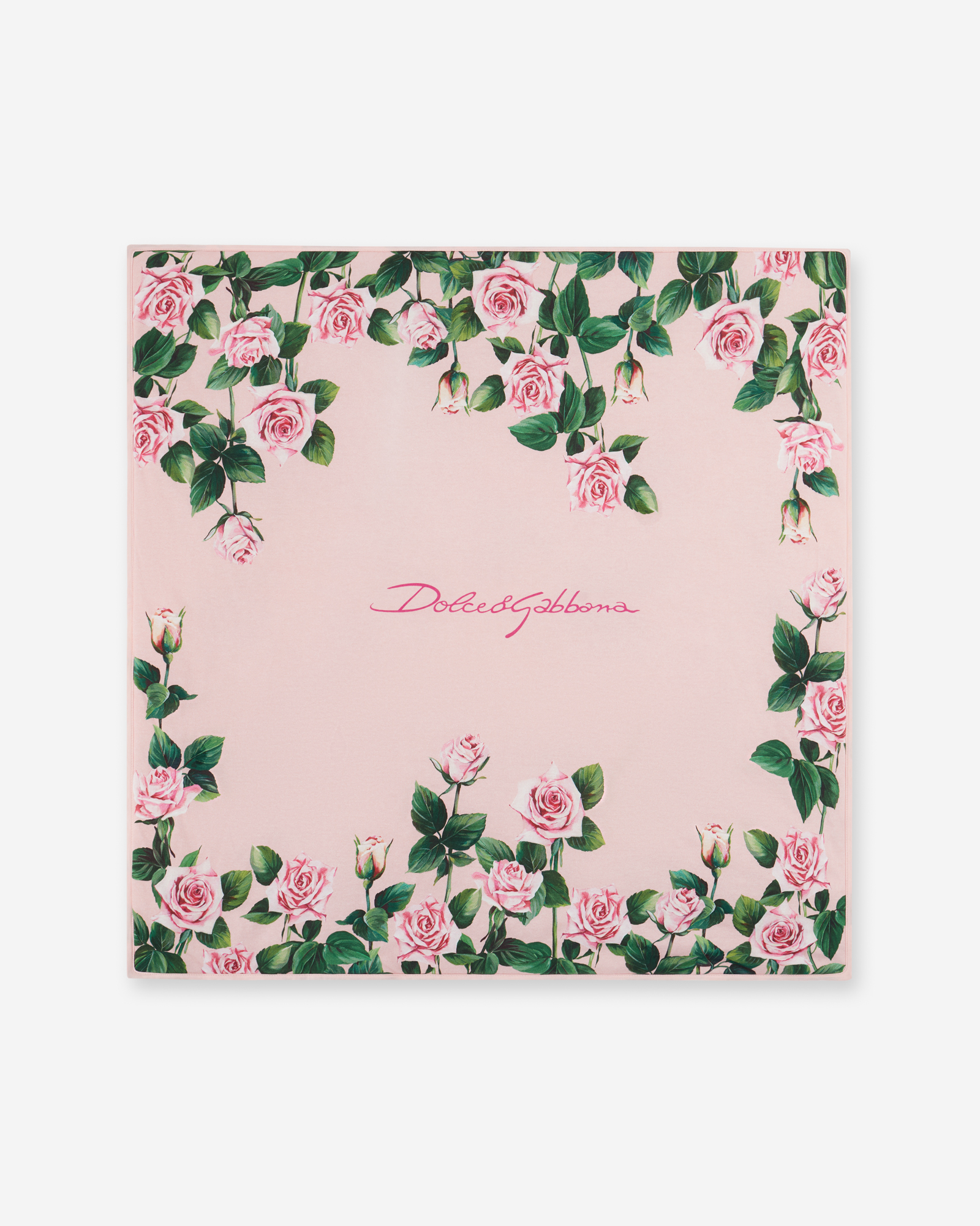 Трикотажное одеяло с логотипом Dolce&Gabbana и розой — 1