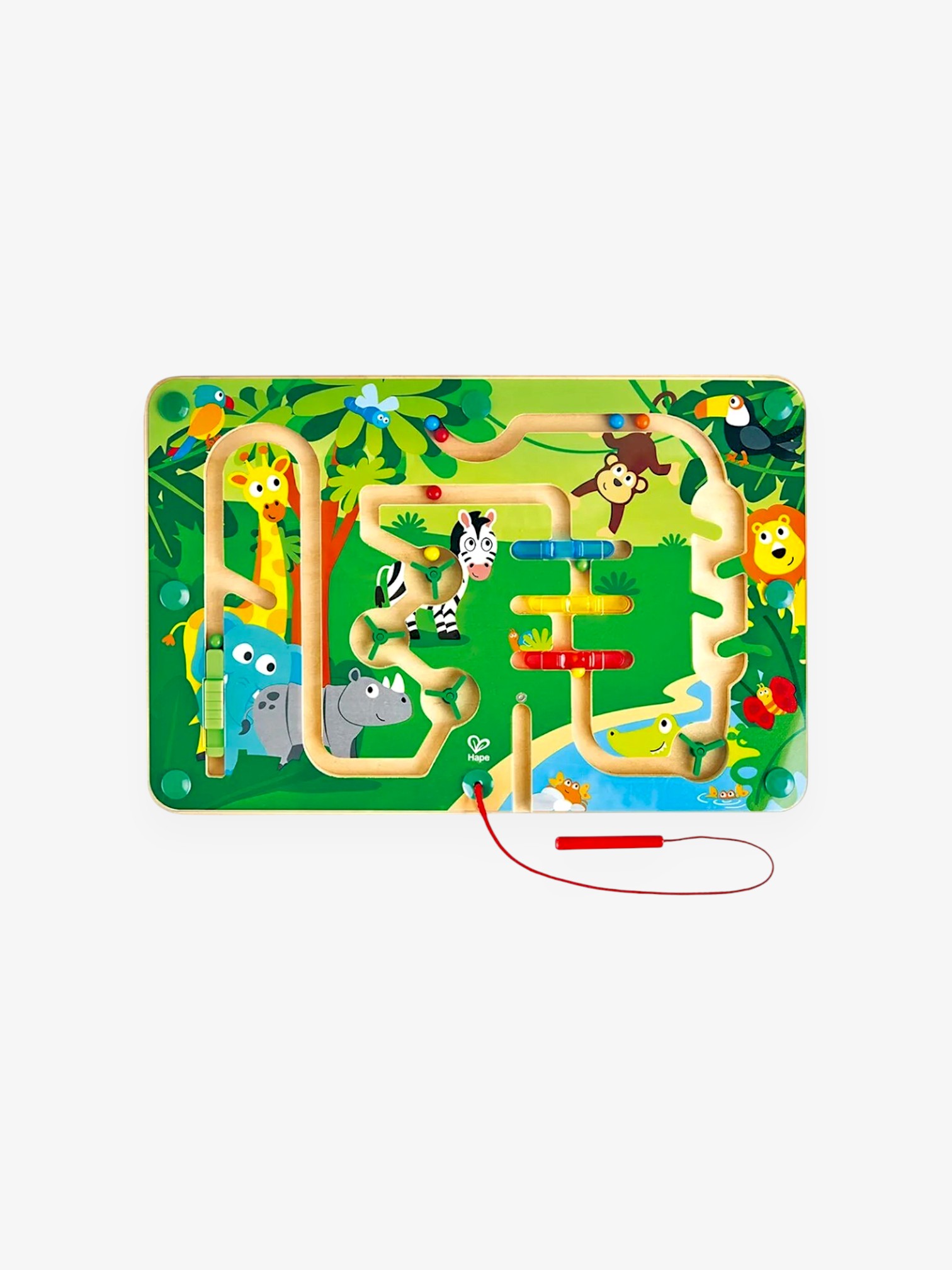 HAPE — Детский магнитный «Лабиринт» с шариком  Джунгли, учим цвета и животных