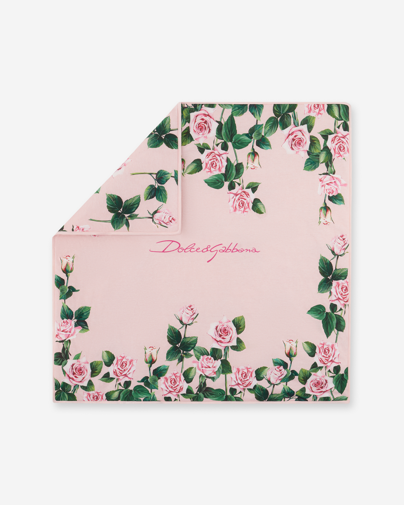 Трикотажное одеяло с логотипом Dolce&Gabbana и розой — 2
